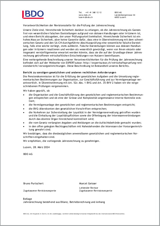 Revisionsbericht PKSL Jahresrechnung 2022 - Seite 2